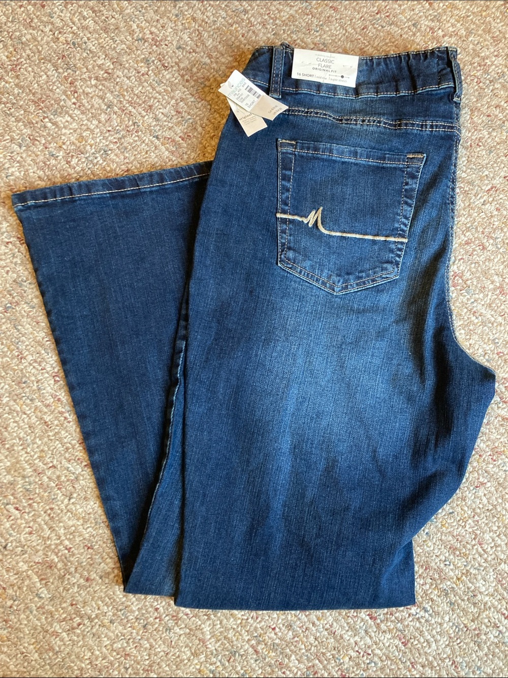 Maurices Dark Blue Flare Jeans with Back Pocket Stitch